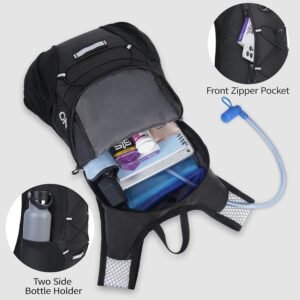 Lightweight Hydration Backpack, Running Backpack with 2L Water Bladder Black