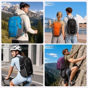 20L Small Hiking Backpack for Women Men,Lightweight Packable Travel Daypack Black