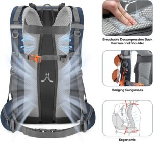 Maelstrom 40L Hiking Backpack, Lightweight Camping Daypack with Rain Cover Blue 40l Daypack Backpacks
