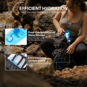 Everfun Hydration Backpack 18L with Water Bladder 2L/3L Hiking Water Backpack Women Men Hydration Pack Insulated Lightweight Day Hydropack with Storage for Hiking, Biking, Running, Festival Black 2L Bladder