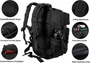 Military Tactical Backpack for Men and Women 45L Army 3 Days Assault Pack Bag Large Rucksack with Molle System Black