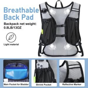 Lightweight Hydration Backpack, Running Backpack with 2L Water Bladder Black