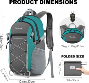 Seektop Packable Waterproof Hiking Backpack, 20L Lightweight Daypack Green