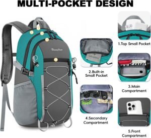 Seektop Packable Waterproof Hiking Backpack, 20L Lightweight Daypack Green