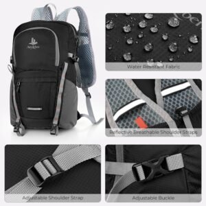 20L Small Hiking Backpack for Women Men,Lightweight Packable Travel Daypack Black