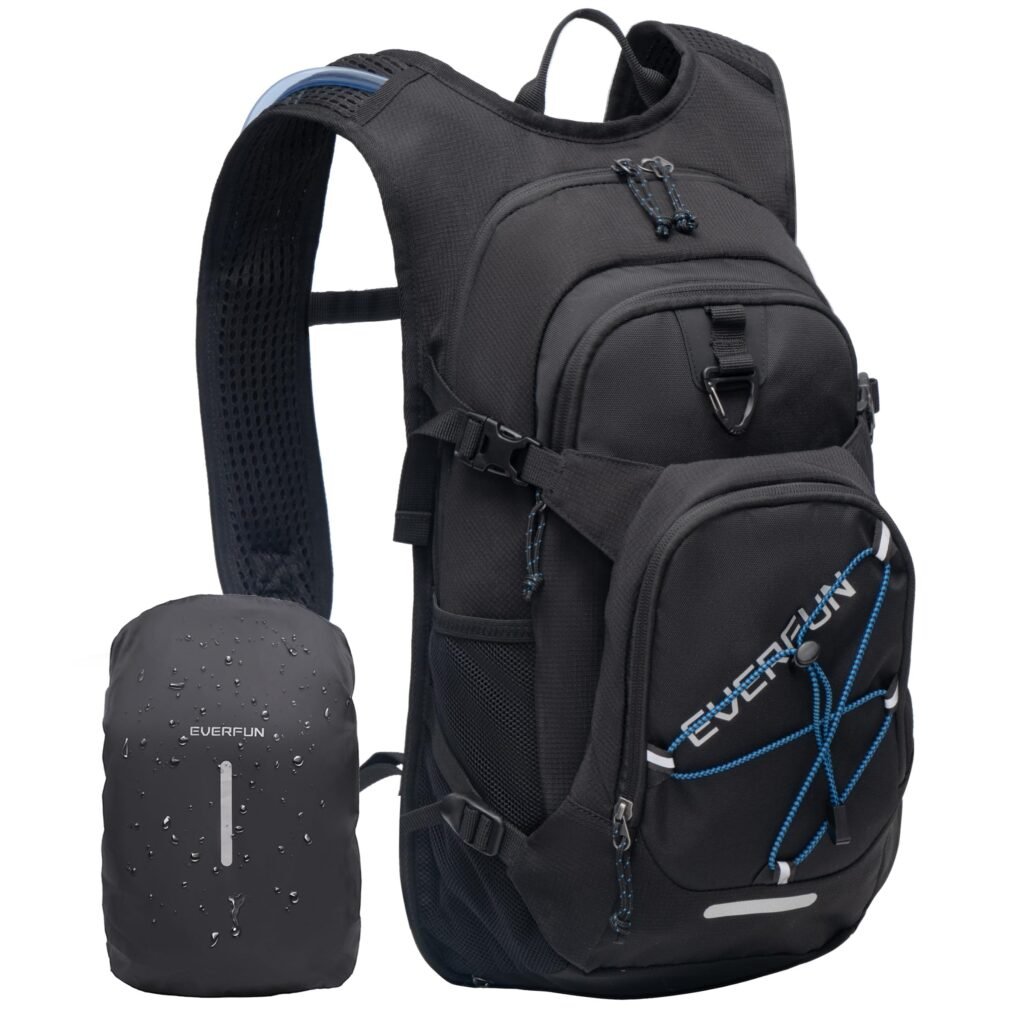 Everfun Hydration Backpack 18L with Water Bladder 2L/3L Hiking Water Backpack Women Men Hydration Pack Insulated Lightweight Day Hydropack with Storage for Hiking, Biking, Running, Festival Black 2L Bladder
