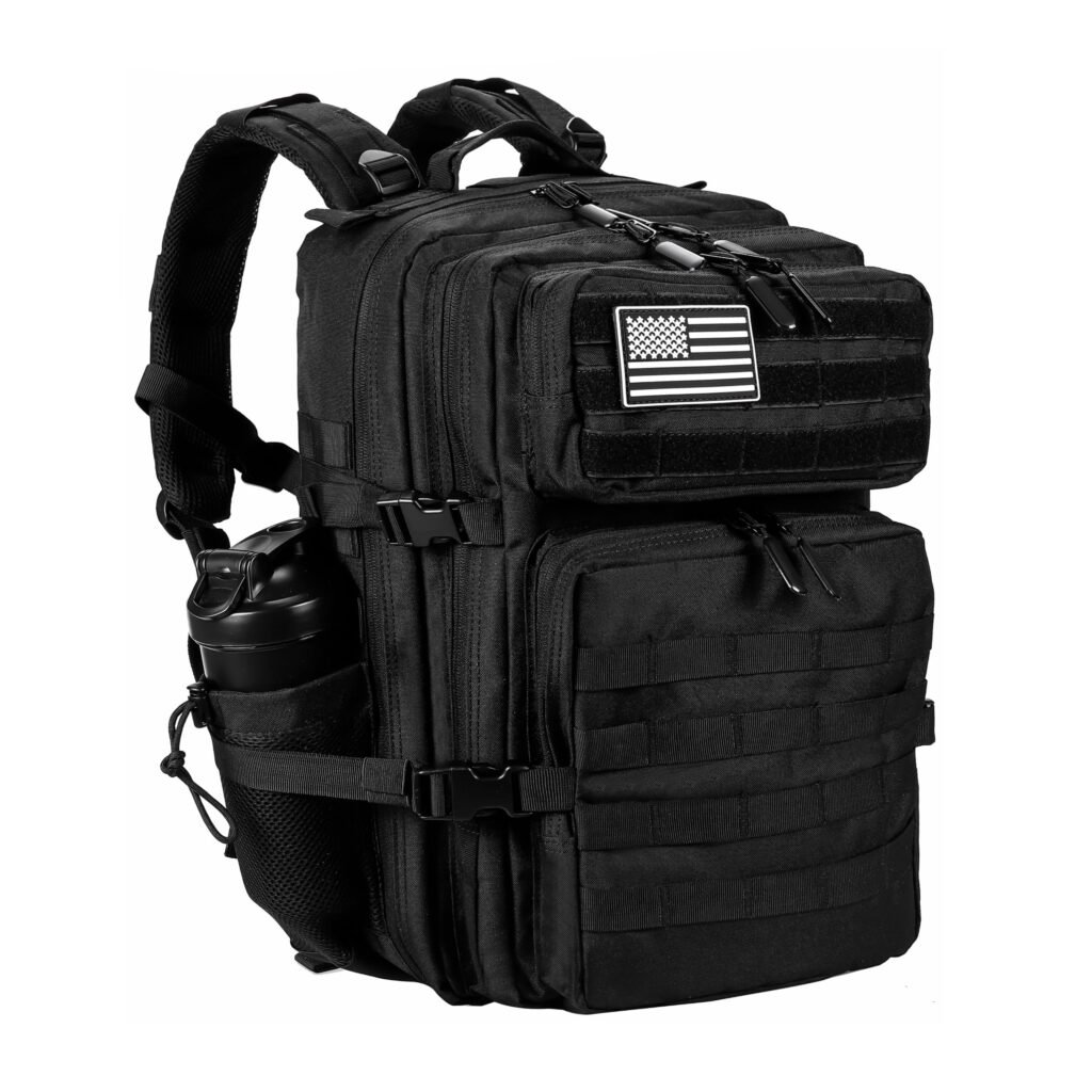 Military Tactical Backpack for Men and Women 45L Army 3 Days Assault Pack Bag Large Rucksack with Molle System Black